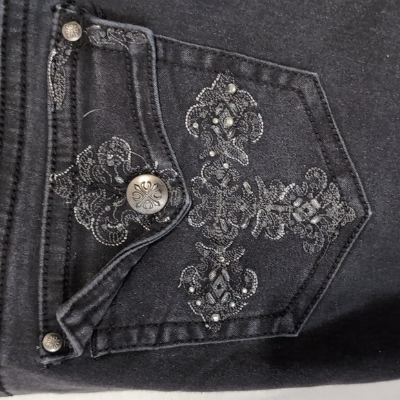 Love Indigo Black Straight Leg Bling Butt Jeans Size 18 - Picture 4 of 5